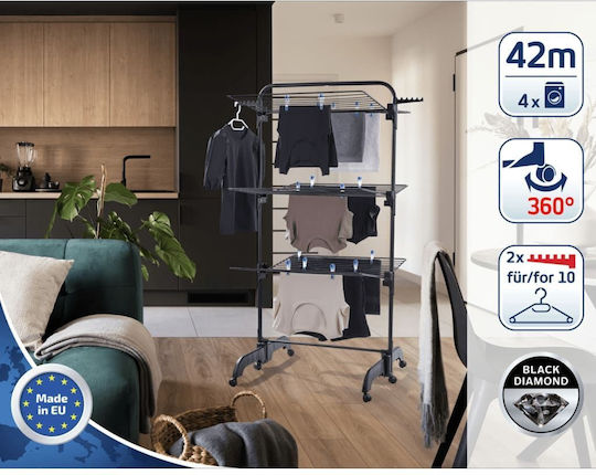 vidaXL Folding Floor Clothes Drying Rack Made of Metal with 42m Hanging Length