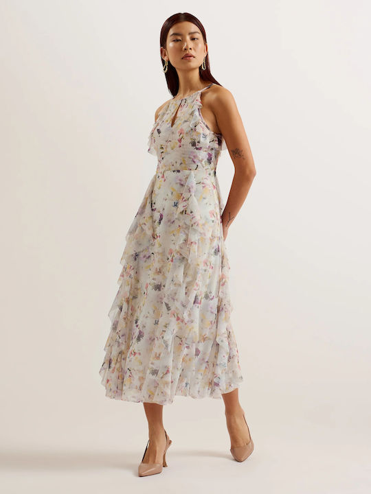 Ted Baker Dress with Ruffle White