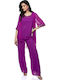 Damen Lila Set mit Hose mit Pailletten
