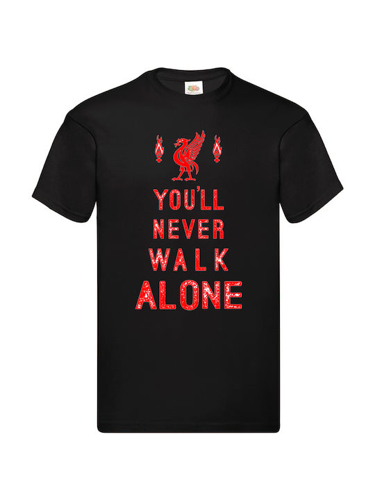 Fruit of the Loom Liverpool You Will Never Walk Alone Tricou Negru Bumbac