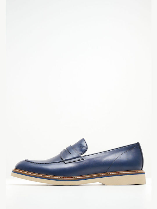 Boss Shoes Δερμάτινα Ανδρικά Loafers σε Μπλε Χρώμα