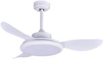 Eurolamp Deckenventilator 107cm mit Licht und Fernbedienung Weiß