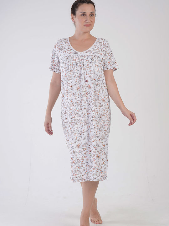 Vienetta Secret Summer Cotton Women's Nightdress White Vienetta