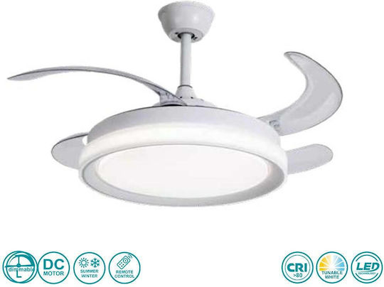Lineme Caesio Ανεμιστήρας Οροφής 106cm με Φως Διάφανος / Λευκός