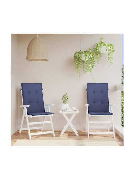 vidaXL Waterproof Garden Chair Cushion Palette with Back Navy Blue 2pcs 50x120cm.