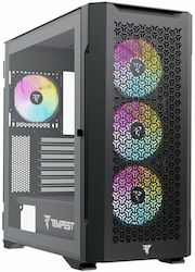 Tempest Gaming Bastion Gaming Computer Case with Window Panel and RGB Lighting Black