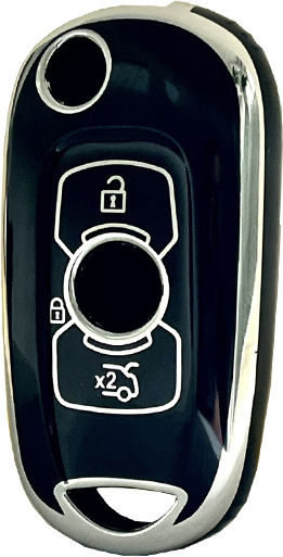 Car Key Cover Case made of for Opel in Black Color