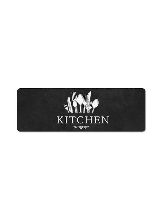 Kitchen Mat Runner with Anti-slip Underlay Black 40x120εκ.