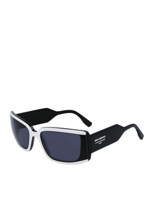 Karl Lagerfeld Unisex Sunglasses with White Plastic Frame and Black Lens S0379371