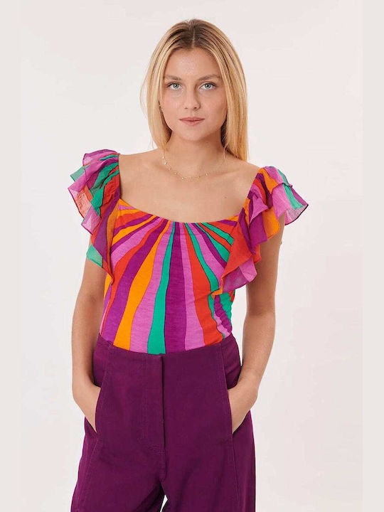 Derhy Women's Crop Top Cotton Sleeveless Multicolour