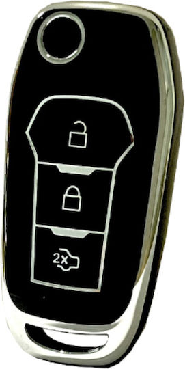Car Key Cover Case made of with 3 Buttons for Ford in Black Color
