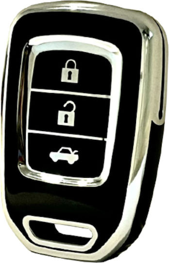 Car Key Cover Case made of with 3 Buttons for Honda in Black Color