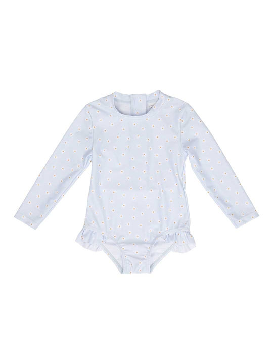 Cl8-811-40 Little Dutch Kids Long Sleeve One-piece Swimsuit Protection Uv50 Daisy Blue