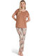 Pijadore Summer Women's Pyjama Set Brown