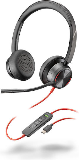 Poly Blackwire 8225 На ушите Мултимедийни слушалки с микрофон и връзка USB-C в Черен цвят