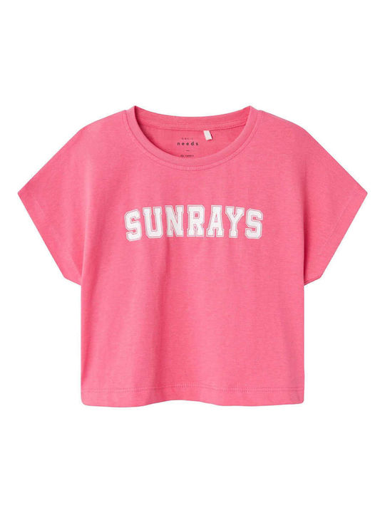 Name It Kids Crop Top Short-Sleeved Fuchsia