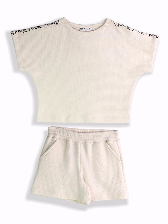 Nek Kids Wear Kids Set with Shorts Summer 2pcs beige