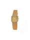 Tetra Uhr mit Gold Lederarmband