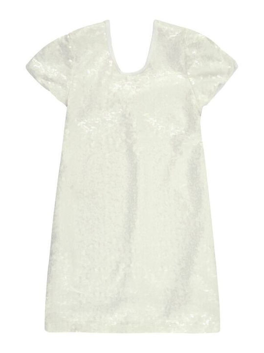 Chief Kids Dress with Sequins White