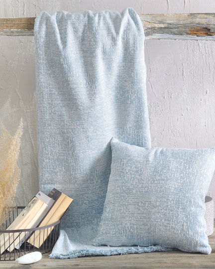 Rythmos Canda Three-Seater Sofa Throw 2 Sides Jacquard 180x280cm Light Blue