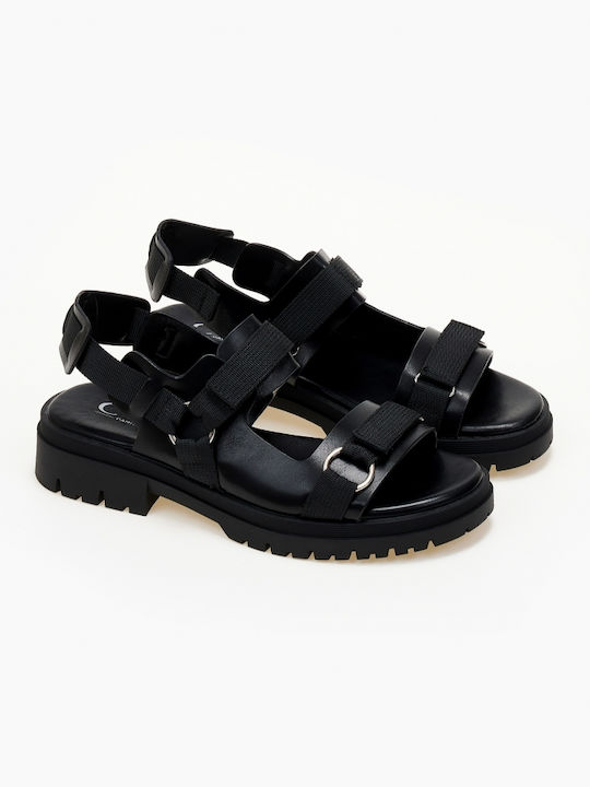 Issue Fashion Damen Flache Sandalen in Schwarz Farbe