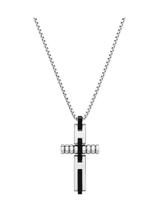 Rosso Amante Herren Kreuz aus Stahl mit Kette