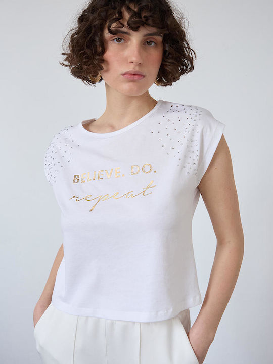 Bill Cost Γυναικείο Crop T-shirt Λευκό