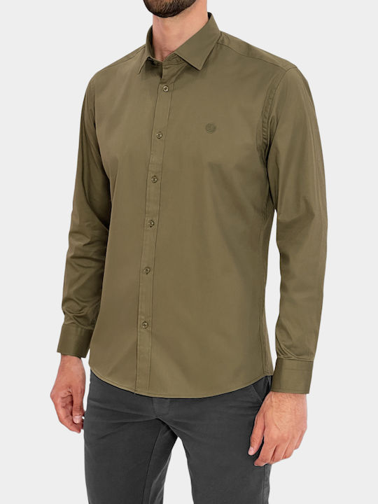 3Guys Long Sleeve Shirt in Narrow Fit Light Khaki
