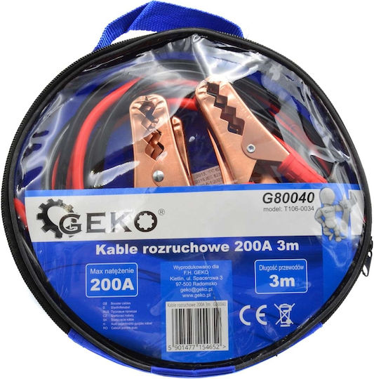 Geko Car Jumper Cables 200A 3m