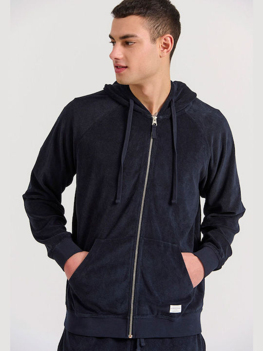 Funky Buddha Men's Sweatshirt Jacket with Pockets Navy Blue