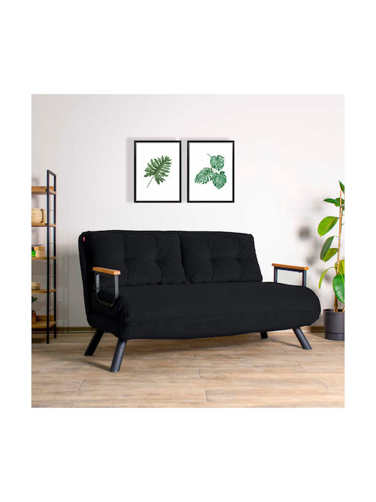 Sando Canapea Cu Două Locuri Pat Negru 133x78x78cm