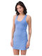 Sommer Mini Sportliches Ärmelloses Kleid Hellblau