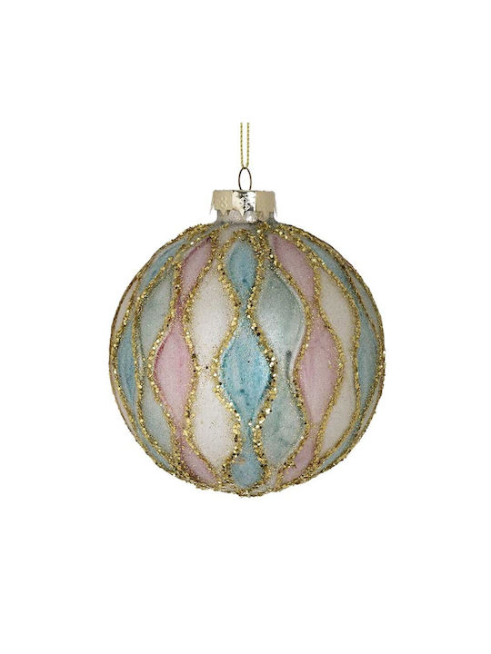 Inart Christmas Hanging Ball Ornament With Gold Dust With Beads