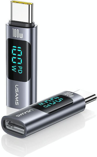 Usams USB-C Männlich Zu USB-C Weiblich Konverter Grau 1 Stück US-SJ682