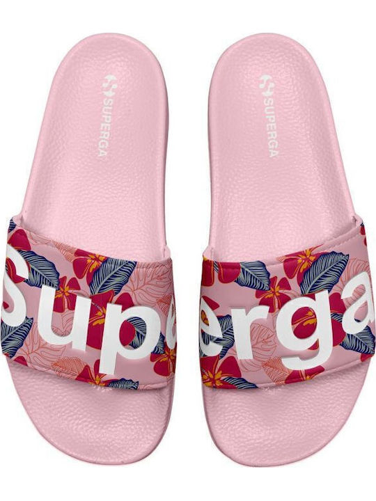 Superga Слайдове с принт Хибискус в Розов Цвят