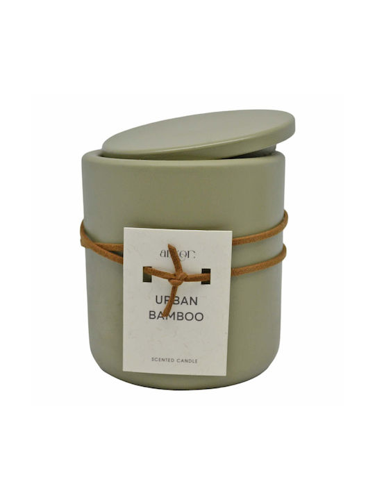 Scented Candle Urban Bamboo Cement Pot with lid 8,8x8,8x10cm Ankor