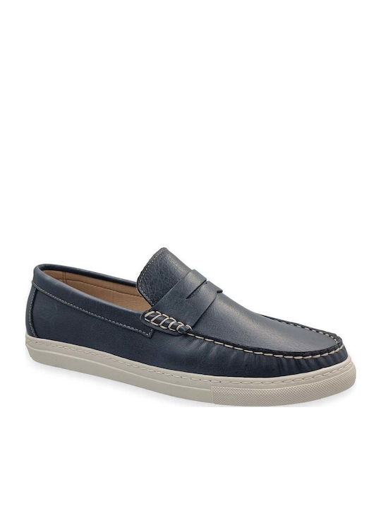 Adam's Shoes Leder Herren Mokassins in Blau Farbe