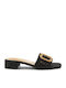 Mules with Chunky Low Heel in Black Color