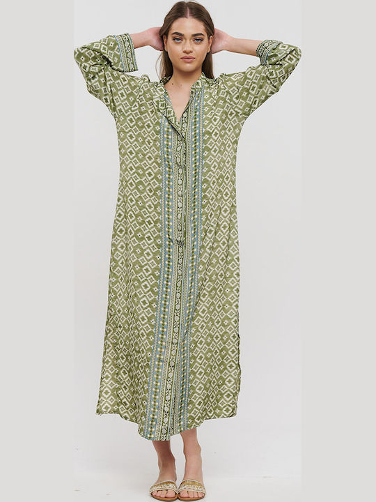Ble Resort Collection Γυναικείο Μακρύ Καφτάνι Παραλίας Πράσινο