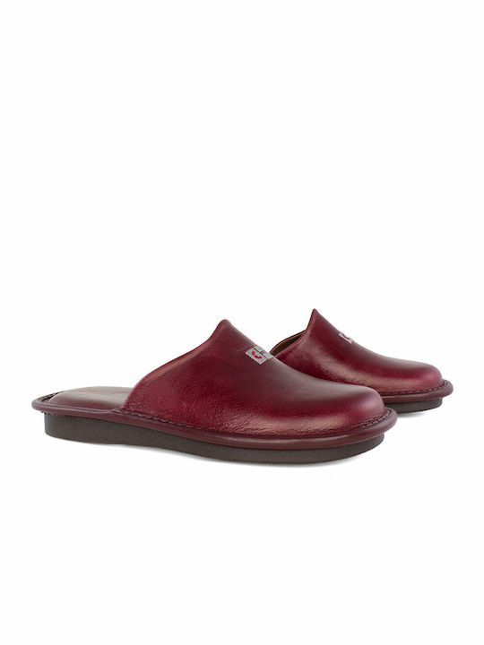 Castor Anatomic Men's Leather Slippers Burgundy