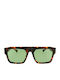 Kreuzbergkinder Unisex Sunglasses with Brown Tartaruga Plastic Frame and Green Lens BOULEVARDIER C2