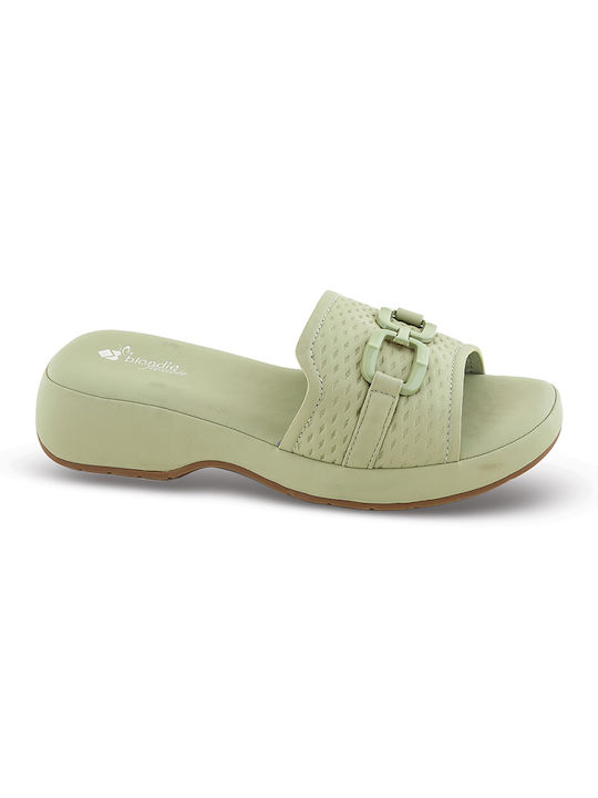 Blondie Flatforms Synthetic Leather Women's Sandals Green