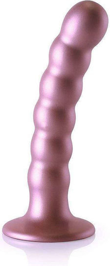 Dummy silicon cu nervuri și margele de silicon G Spot Dildo Rose Gold 14cm
