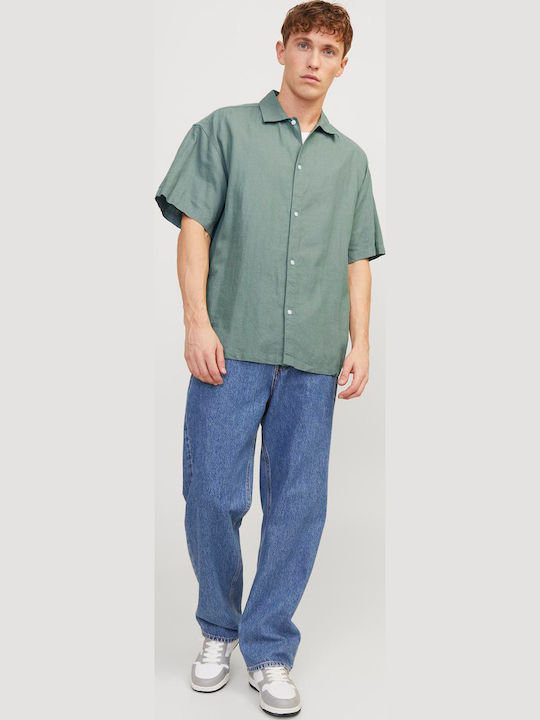 Jack & Jones Short-sleeved Linen Shirt in Wide ...