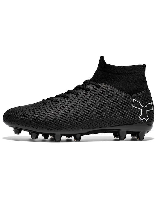 FG High Football Shoes with Cleats Black