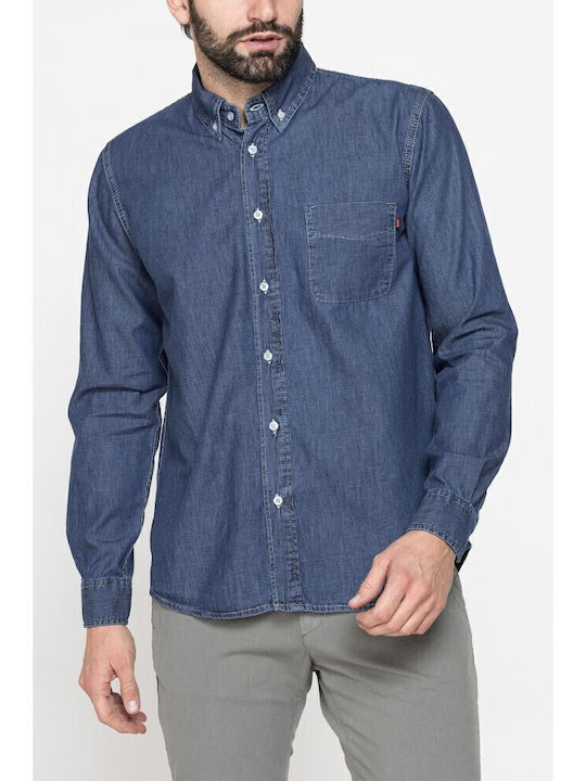Long-sleeved Denim Shirt Blue