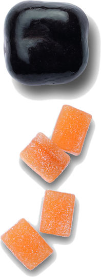 Karamanis Dragees in Form von Kieselstein mit Geschmack von Orange Schwarz 700gr