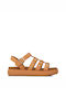 Women's Flat Sandals in Tabac Brown Color
