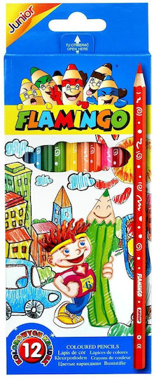 Junior Sechseckige Buntstifte 12 Farben Flamingo