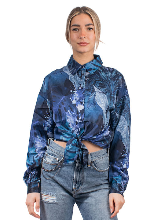 Guess Women's Long Sleeve Shirt Blue